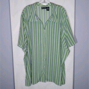 Maggie Barnes Top Sz 4X (30/32) Striped Button Up Tunic Vibrant Maximalist Boho